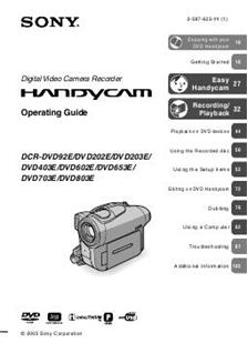 Sony DCR DVD 203 E manual. Camera Instructions.
